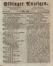 Elbinger Anzeigen, Nr. 17. Sonnabend, 28. Februar 1846
