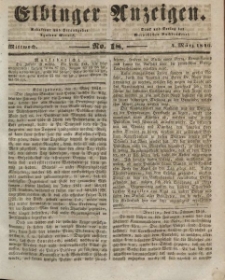 Elbinger Anzeigen, Nr. 18. Mittwoch, 4. März 1846