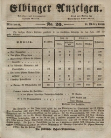 Elbinger Anzeigen, Nr. 20. Mittwoch, 11. März 1846
