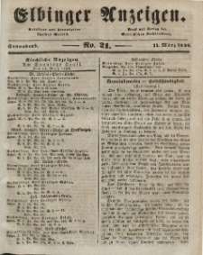 Elbinger Anzeigen, Nr. 21. Sonnabend, 14. März 1846