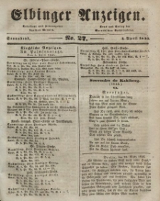 Elbinger Anzeigen, Nr. 27. Sonnabend, 4. April 1846