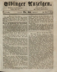 Elbinger Anzeigen, Nr. 30. Mittwoch, 15. April 1846