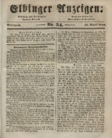 Elbinger Anzeigen, Nr. 34. Mittwoch, 29. April 1846