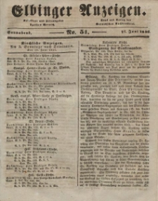 Elbinger Anzeigen, Nr. 51. Sonnabend, 27. Juni 1846