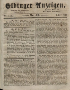 Elbinger Anzeigen, Nr. 52. Mittwoch, 1. Juli 1846