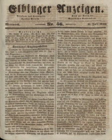 Elbinger Anzeigen, Nr. 56. Mittwoch, 15. Juli 1846