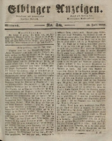 Elbinger Anzeigen, Nr. 58. Mittwoch, 22. Juli 1846