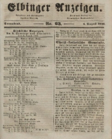 Elbinger Anzeigen, Nr. 63. Sonnabend, 8. August 1846