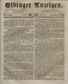 Elbinger Anzeigen, Nr. 64. Mittwoch, 12. August 1846