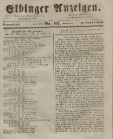 Elbinger Anzeigen, Nr. 67. Sonnabend, 22. August 1846