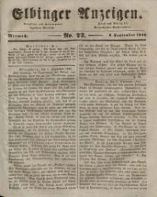 Elbinger Anzeigen, Nr. 72. Mittwoch, 9. September 1846