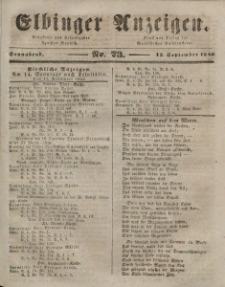 Elbinger Anzeigen, Nr. 73. Sonnabend, 12. September 1846