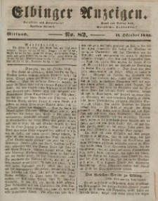 Elbinger Anzeigen, Nr. 82. Mittwoch, 14. Oktober 1846