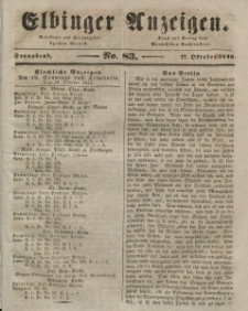 Elbinger Anzeigen, Nr. 83. Sonnabend, 17. Oktober 1846
