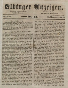 Elbinger Anzeigen, Nr. 92. Mittwoch, 18. November 1846