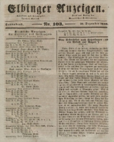 Elbinger Anzeigen, Nr. 103. Sonnabend, 26. Dezember 1846