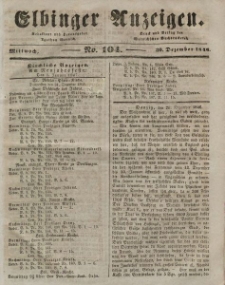 Elbinger Anzeigen, Nr. 104. Mittwoch, 30. Dezember 1846