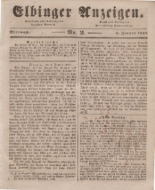 Elbinger Anzeigen, Nr. 2. Mittwoch, 6. Januar 1847