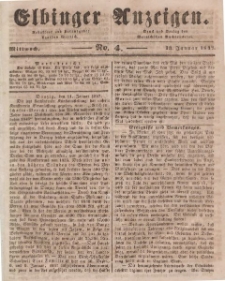 Elbinger Anzeigen, Nr. 4. Mittwoch, 13. Januar 1847