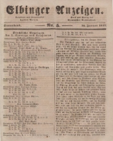 Elbinger Anzeigen, Nr. 5. Sonnabend, 16. Januar 1847