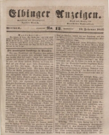 Elbinger Anzeigen, Nr. 12. Mittwoch, 10. Februar 1847