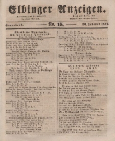 Elbinger Anzeigen, Nr. 15. Sonnabend, 20. Februar 1847
