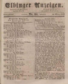 Elbinger Anzeigen, Nr. 21. Sonnabend, 13. März 1847