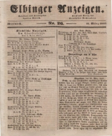 Elbinger Anzeigen, Nr. 26. Mittwoch, 31. März 1847