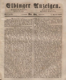 Elbinger Anzeigen, Nr. 28. Mittwoch, 7. April 1847