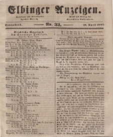 Elbinger Anzeigen, Nr. 33. Sonnabend, 24. April 1847