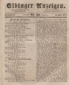 Elbinger Anzeigen, Nr. 39. Sonnabend, 15. Mai 1847