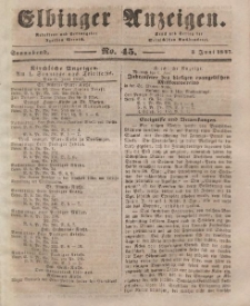Elbinger Anzeigen, Nr. 45. Sonnabend, 5. Juni 1847