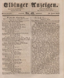Elbinger Anzeigen, Nr. 47. Sonnabend, 12. Juni 1847