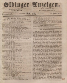 Elbinger Anzeigen, Nr. 49. Sonnabend, 19. Juni 1847