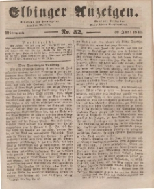 Elbinger Anzeigen, Nr. 52. Mittwoch, 30. Juni 1847