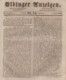 Elbinger Anzeigen, Nr. 54. Mittwoch, 7. Juli 1847