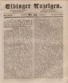 Elbinger Anzeigen, Nr. 58. Mittwoch, 21. Juli 1847