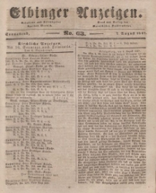 Elbinger Anzeigen, Nr. 63. Sonnabend, 7. August 1847