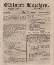 Elbinger Anzeigen, Nr. 70. Mittwoch, 1. September 1847