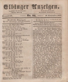 Elbinger Anzeigen, Nr. 91. Sonnabend, 13. November 1847