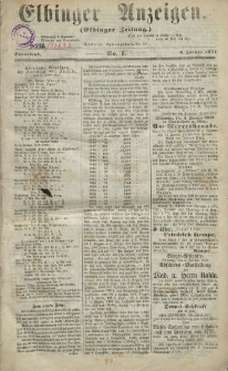 Elbinger Anzeigen, Nr. 1. Sonnabend, 3. Januar 1857