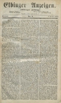 Elbinger Anzeigen, Nr. 2. Mittwoch, 7. Januar 1857