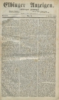 Elbinger Anzeigen, Nr. 2. Mittwoch, 7. Januar 1857