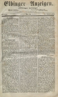 Elbinger Anzeigen, Nr. 4. Mittwoch, 14. Januar 1857