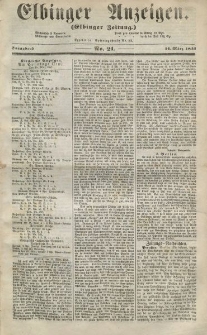 Elbinger Anzeigen, Nr. 21. Sonnabend, 14. März 1857