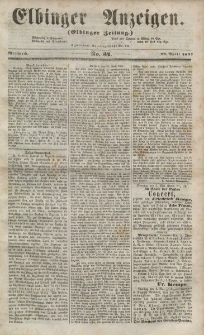 Elbinger Anzeigen, Nr. 34. Mittwoch, 29. April 1857