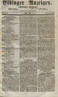 Elbinger Anzeigen, Nr. 69. Sonnabend, 29. August 1857