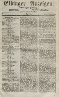 Elbinger Anzeigen, Nr. 75. Sonnabend, 19. September 1857