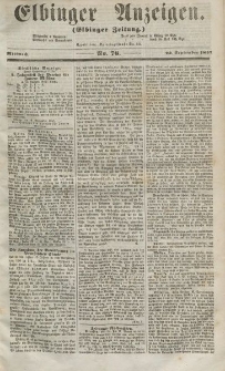 Elbinger Anzeigen, Nr. 76. Mittwoch, 23. September 1857