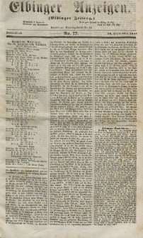 Elbinger Anzeigen, Nr. 77. Sonnabend, 26. September 1857